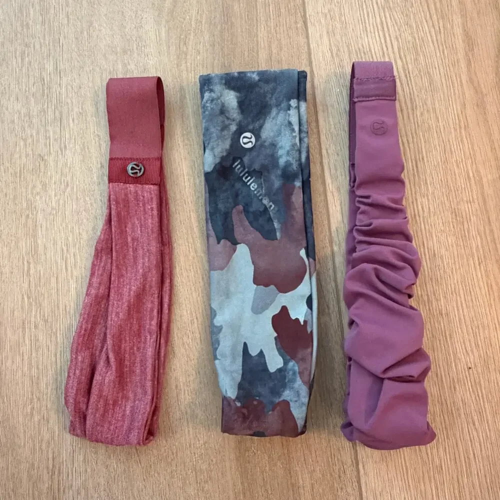Lululemon LOT of 3 Headbands Purple, Blue, Camo